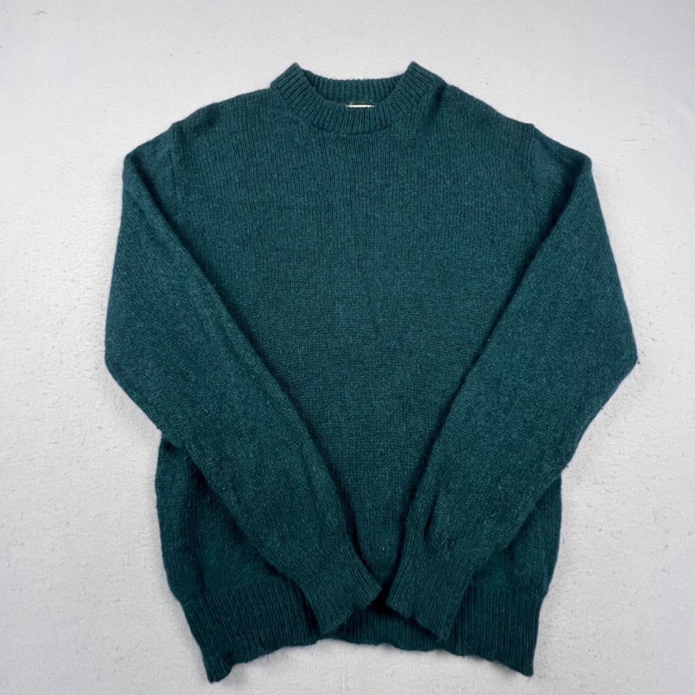 Vintage LL Bean Sweater Mens Large Green Wool Blend Crew Neck USA Gorpcore
